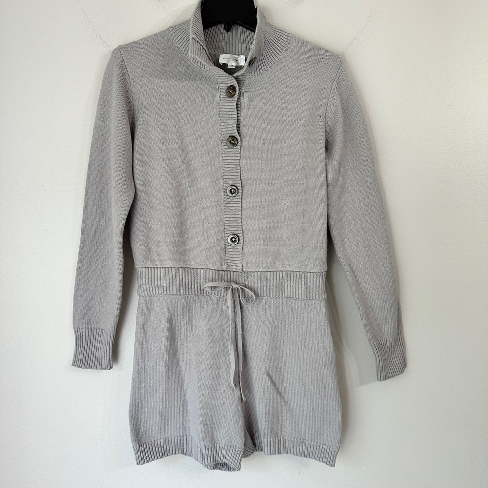 Line and Dot Thick Knitted Sweater Romper with Drawstring Waistband Size XS